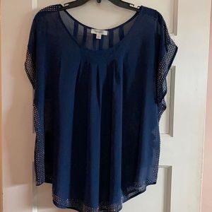 DRESS BARN Navy Blue Embellished Blouse